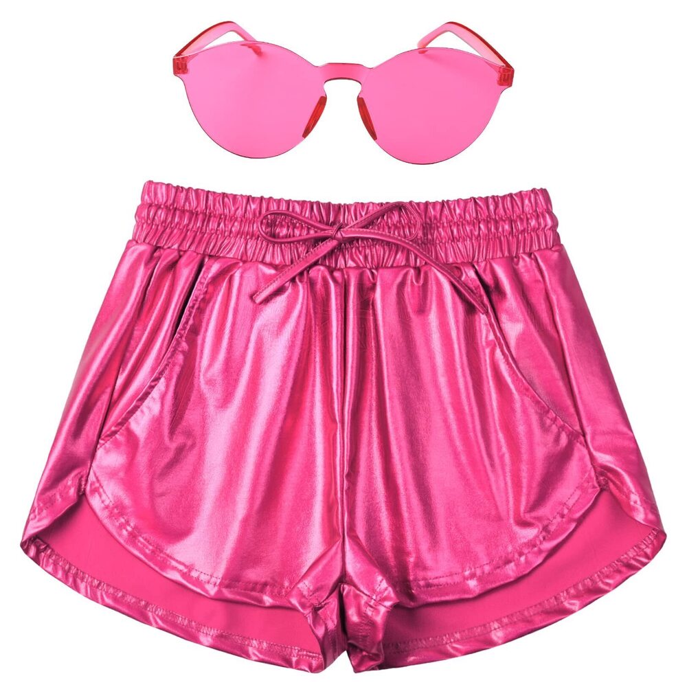 8223 Alien Shorts Metallic Pants Rave Outfits 80s/90s Disco Dance Clubwear